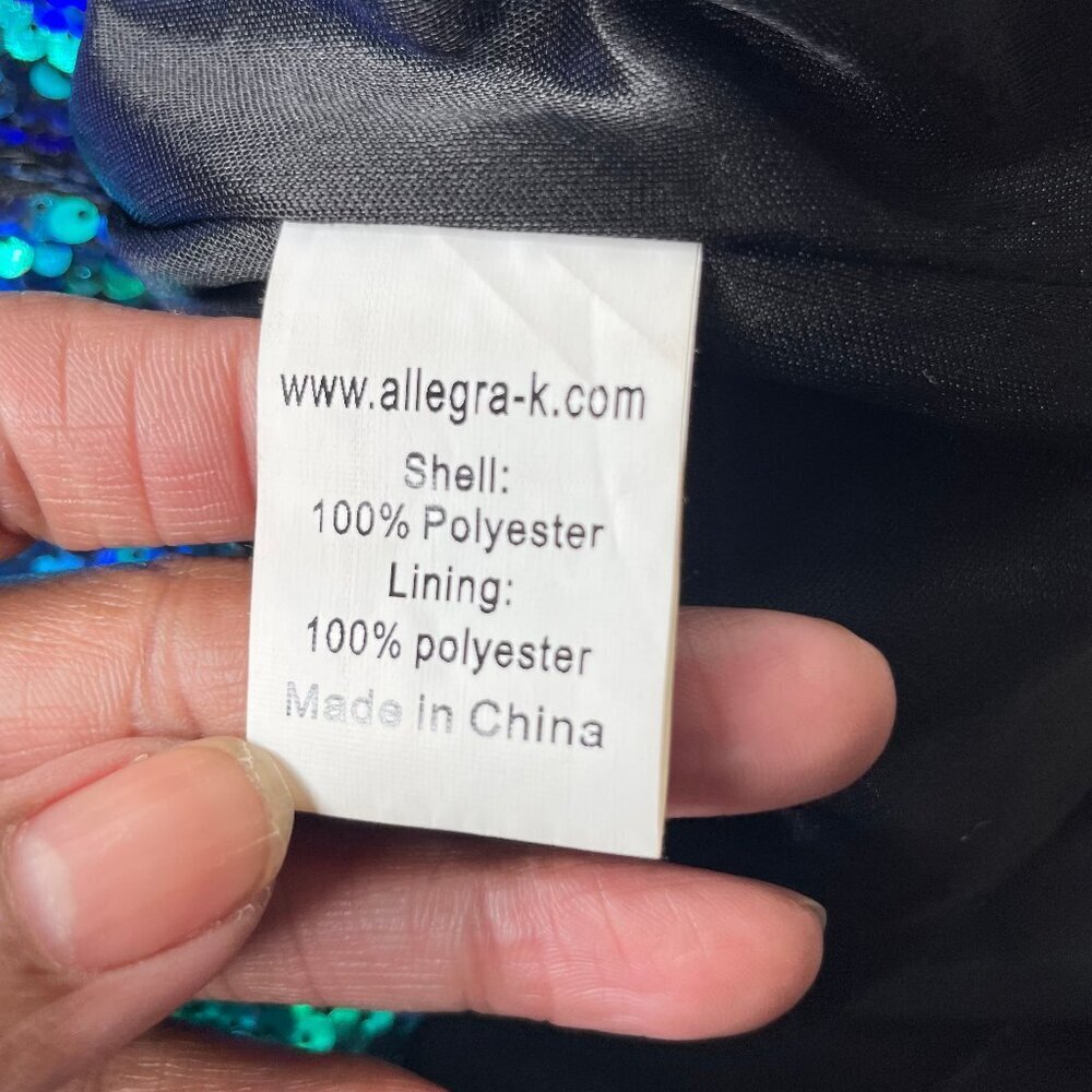 Allegra K Green Glitter Sequin V Neck Spaghetti Strap Mini Party Dress Sz Large - Picture 7 of 9